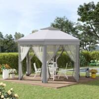 OutSunny Gazebo 4.05 x 2.85 m Metal, Mesh, Polyester Grey