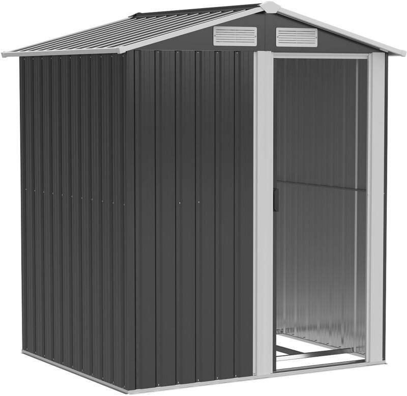 OutSunny Garden Shed Outdoor 152 cm x 132 x 188 cm Steel Grey