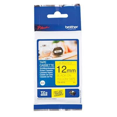 Brother TZe-631S 12mm Black on Yellow Labelling Tape Cassette, 4M Long ...