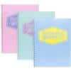 Pukka Notepad Pastel A4 Ruled Spiral Assorted Perforated 200 Pages Pack of 3 of 100 Sheets