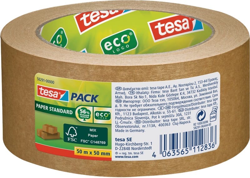 tesa Packaging Tape tesapack Paper Standard Brown 50 mm (W) x 50 m (L) Paper