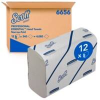 Scott Essential Paper Towels 6656 1 Ply Z-fold White Pack of 12