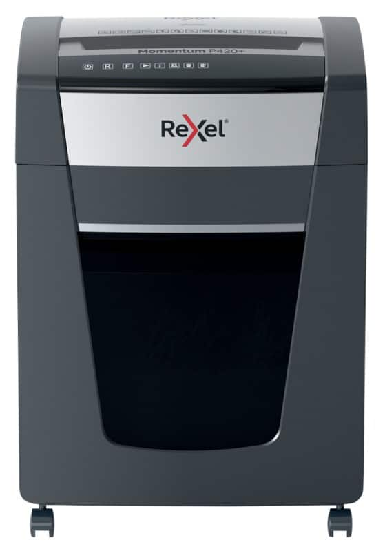 Rexel Momentum P420+ Cross-Cut Shredder Jam Free Technology Security Level P-4 22 Sheets