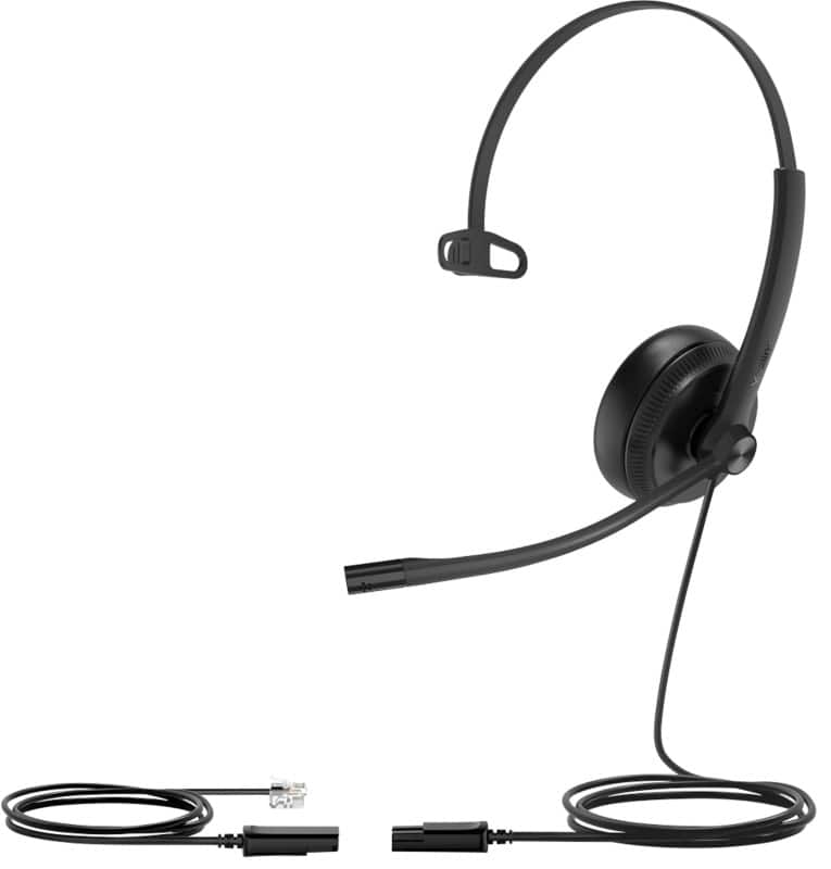 Yealink YHS34 Wired Headset Over-the-head Corded without bluetooth Noise Cancelling Microphone Mono Black