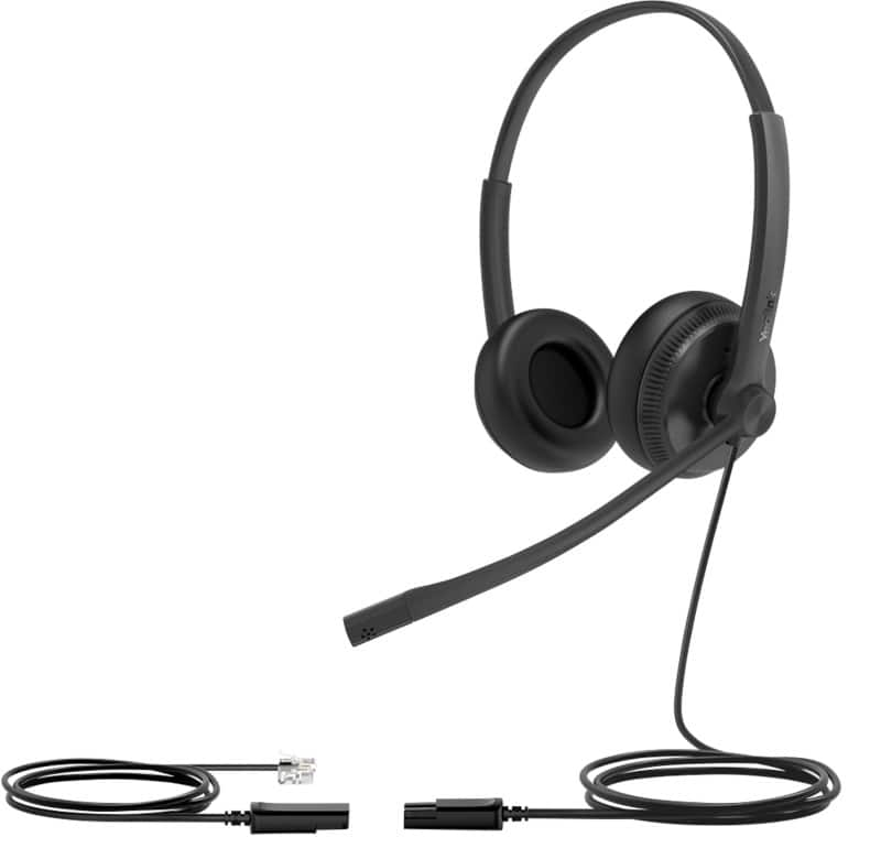 Yealink YHS34 Dual Wired Headset Over-the-head Corded Noise Cancelling Microphone Stereo Black