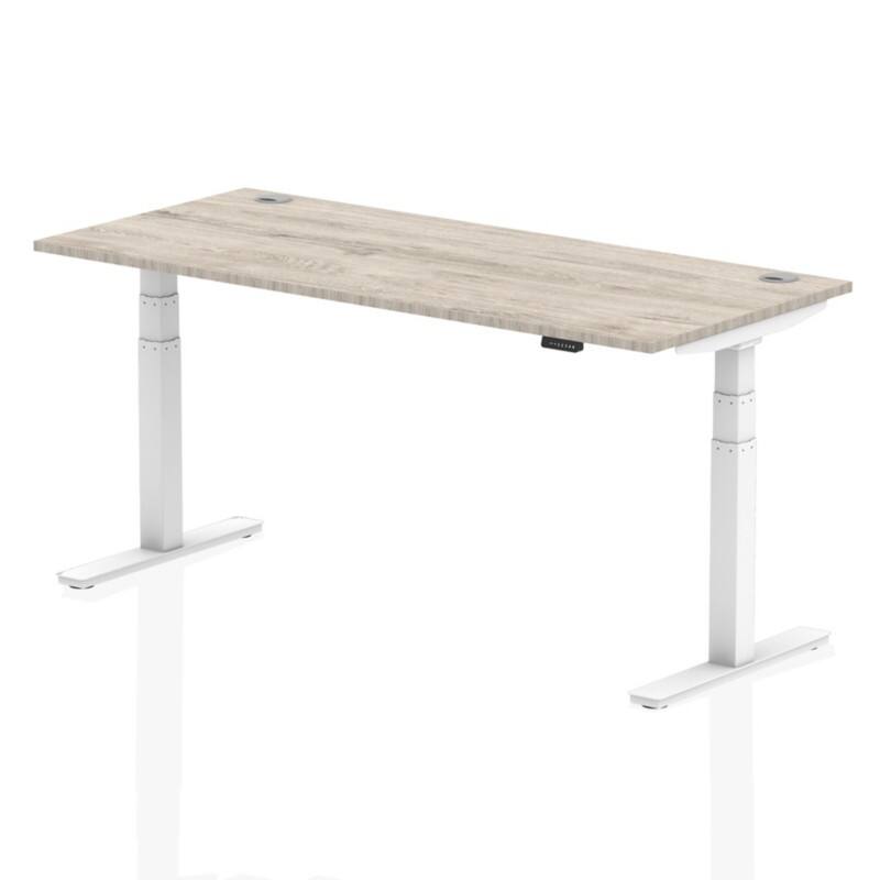 dynamic Air Height Adjustable Sit Stand Desk Rectangular Grey Oak T-Foot 1,800 (W) x 800 (D) x 665 (H) mm MFC (Melamine Faced Chipboard)