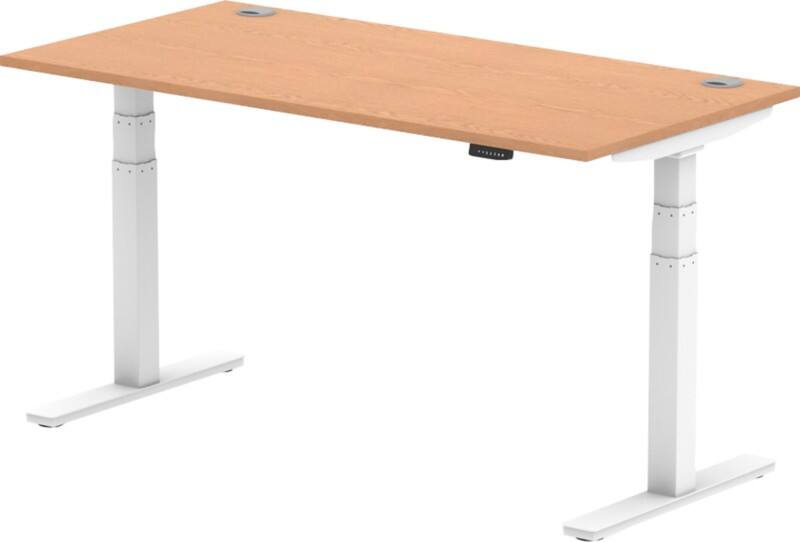 dynamic Air Sit Stand Desk Rectangular Oak T-Foot 1,600 (W) x 800 (D) x 665 (H) mm MFC (Melamine Faced Chipboard)
