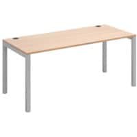 Rectangular Straight Single Desk with Beech Coloured Melamine & Steel Top and Silver Frame 4 Legs Connex 1600 x 800 x 725 mm