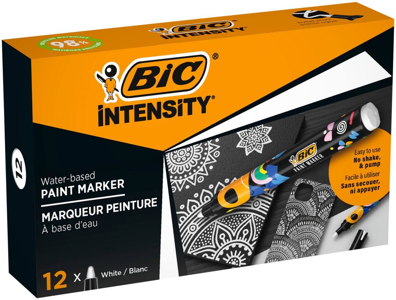 BIC Permanent Paint Marker White Medium Conical 2.3 mm Pack of 12