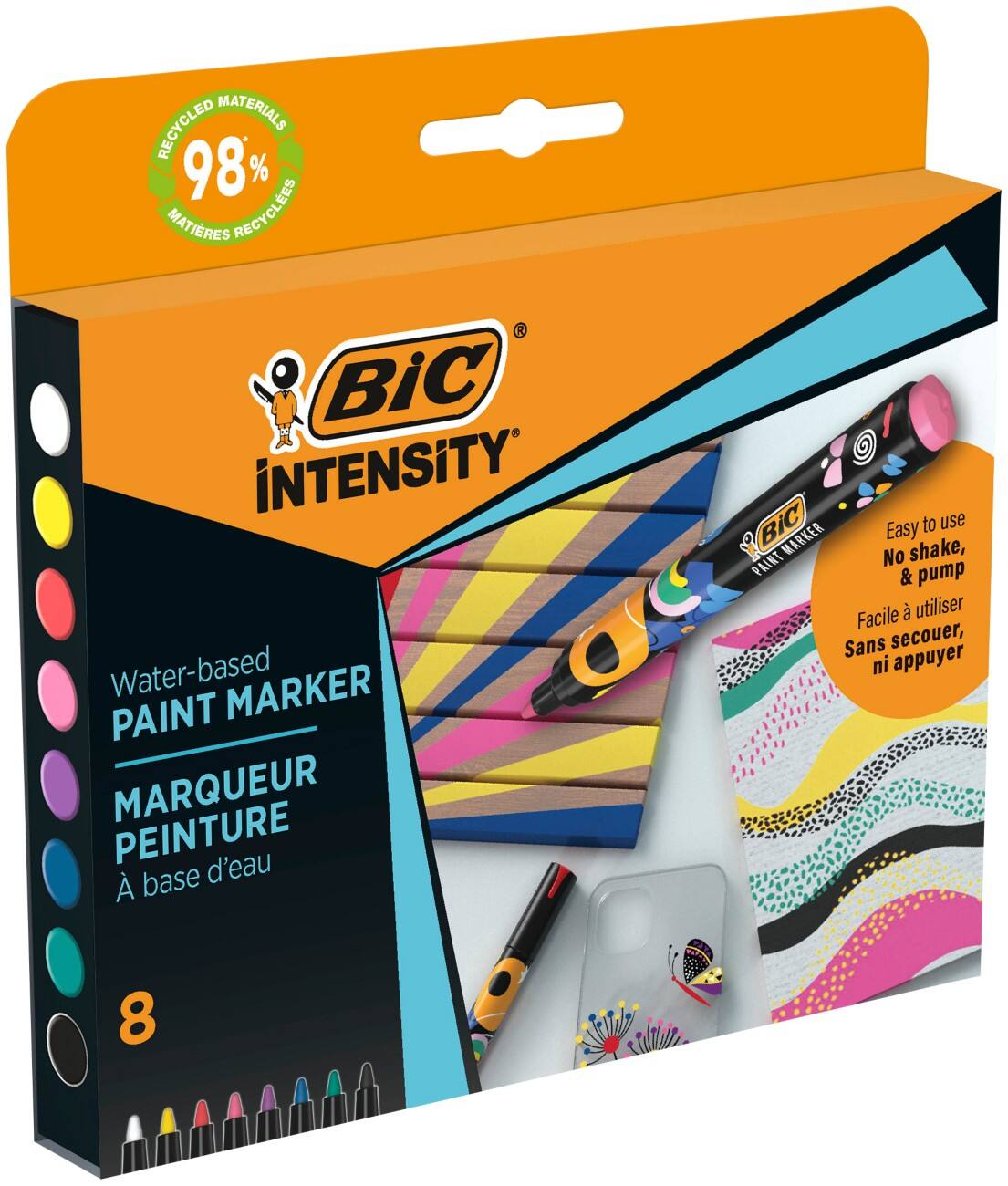 BIC Permanent Paint Marker Assorted Medium Conical 2.3 mm Pack of 8