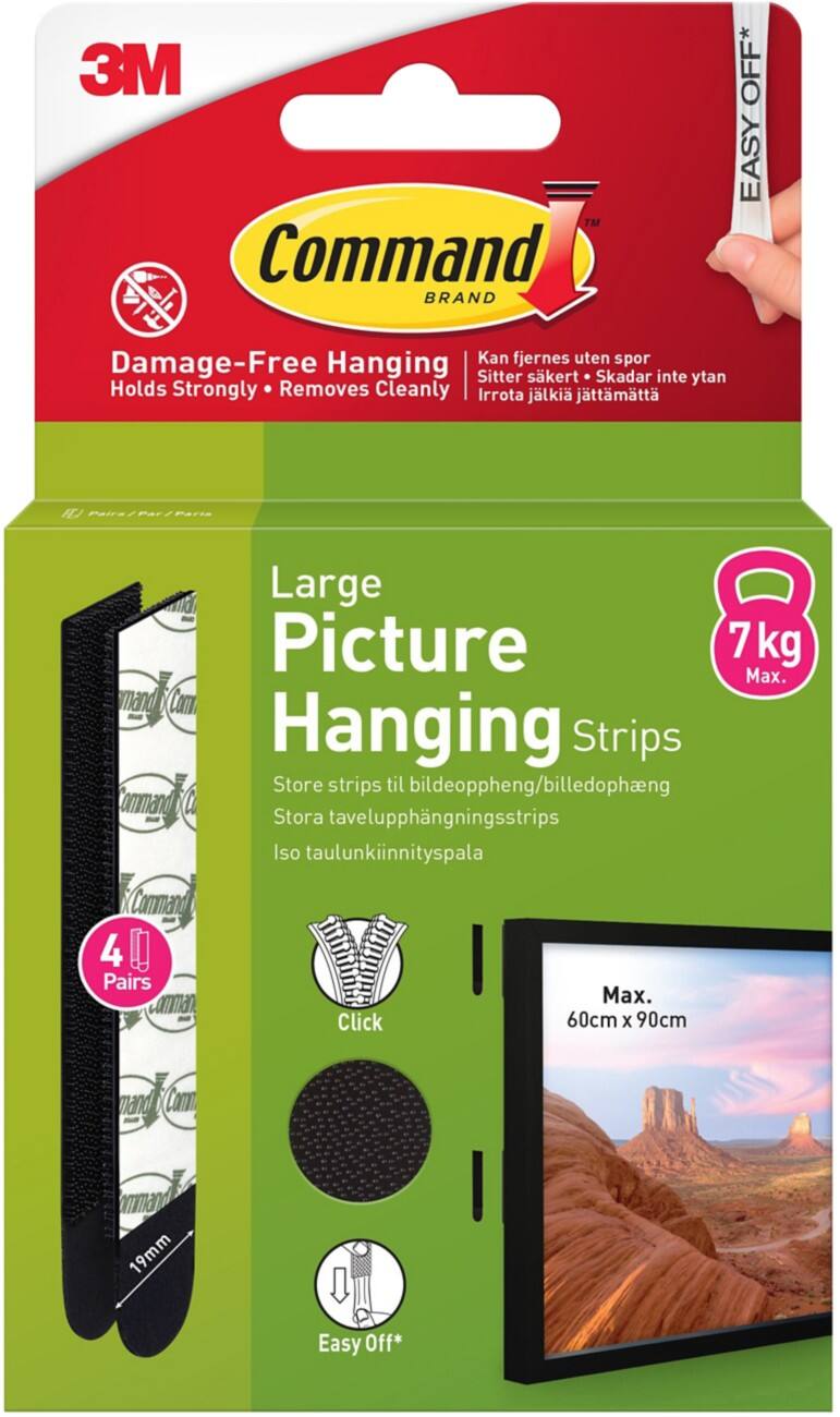 Command Adhesive Strips 1.9 x 9.3 cm Black Pack of 4