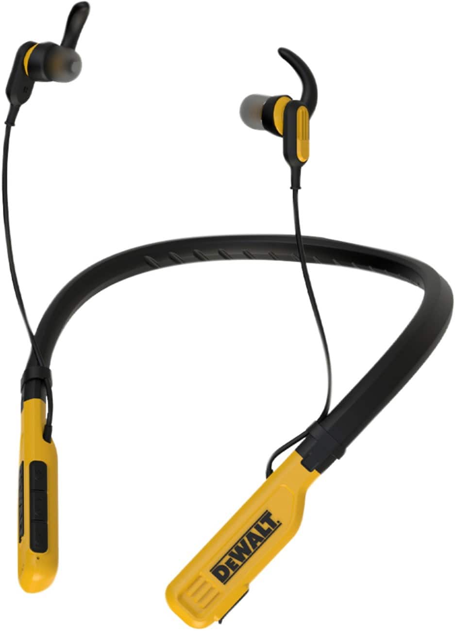 DeWALT 190 2091 DWG Wireless Earphones with Bluetooth and Microphone Stereo Black, Yellow