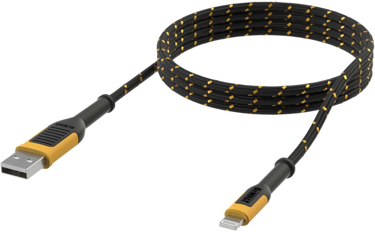 DeWALT Charging Cable USB A Male Apple Lightning 1.8 m Black, Yellow