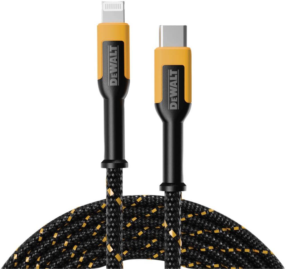 DeWALT Charging Cable USB-C Male Apple Lightning 1.2 m Black, Yellow