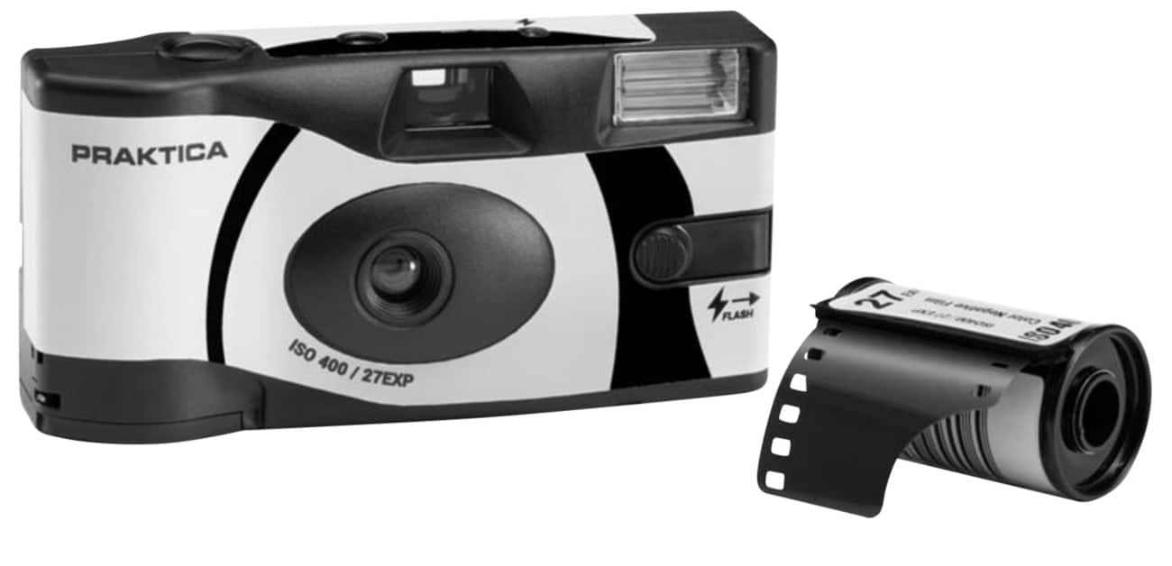 Praktica Single Use Disposable Black & White Film Camera with Flash  Single Black