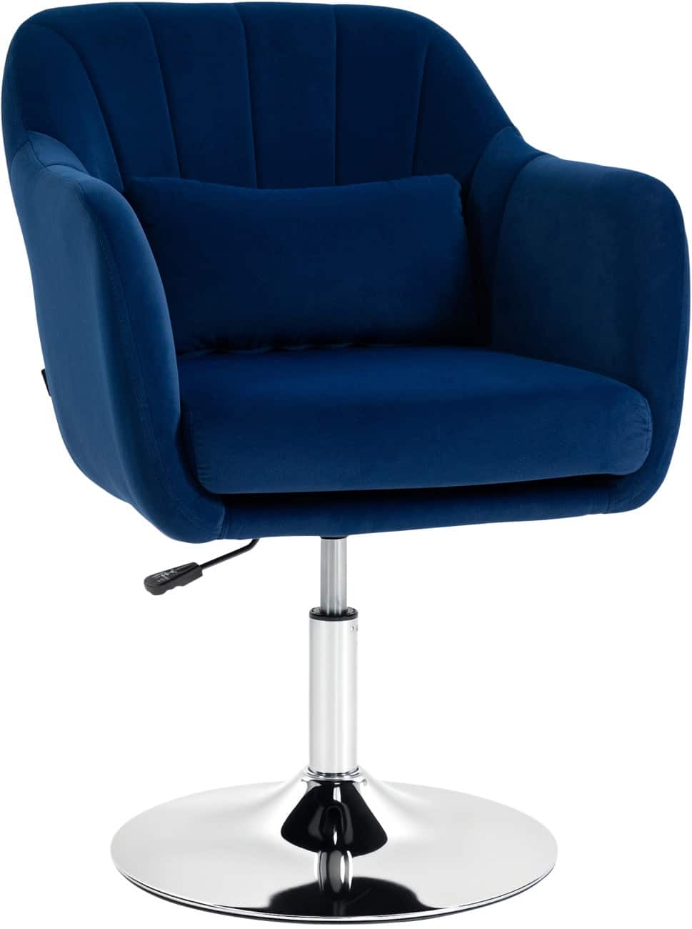 HOMCOM Swivel Accent Chair, Velvet Fabric Tub Vanity Chair, Modern Armchair with Adjustable Height and Lumbar Support for Living Room Bedroom Salon Make up Room Dressing Table, Dark Blue