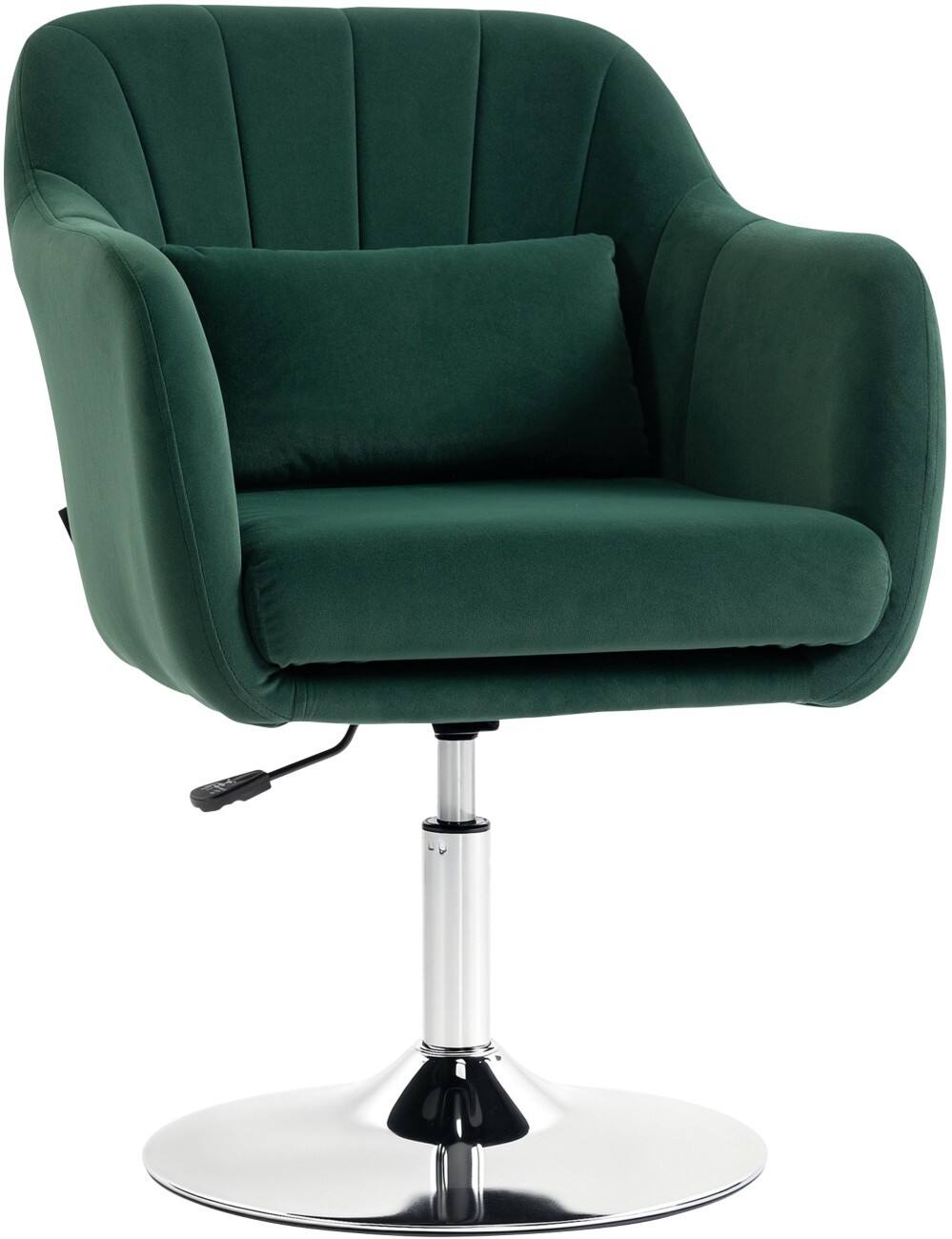 HOMCOM Swivel Accent Chair, Velvet Fabric Tub Vanity Chair, Modern Armchair with Adjustable Height and Lumbar Support for Living Room Bedroom Salon Make up Room Dressing Table, Dark Green