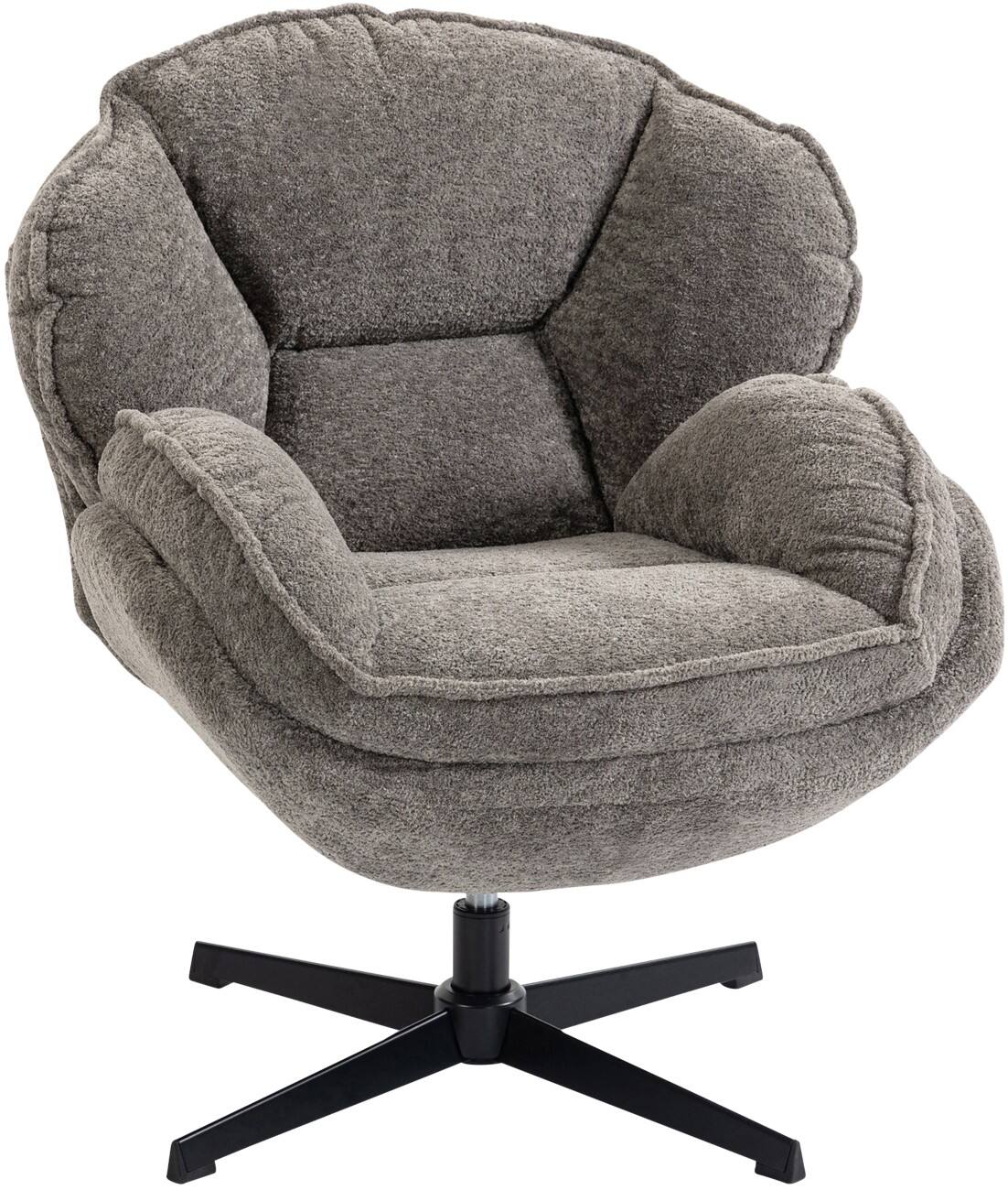 HOMCOM Modern Wingback Accent Chair, Velvet Armchair with Swivel, Four-Star Base, S-Springs, Bedroom Chair for Living Room, Bedroom, Study, Grey
