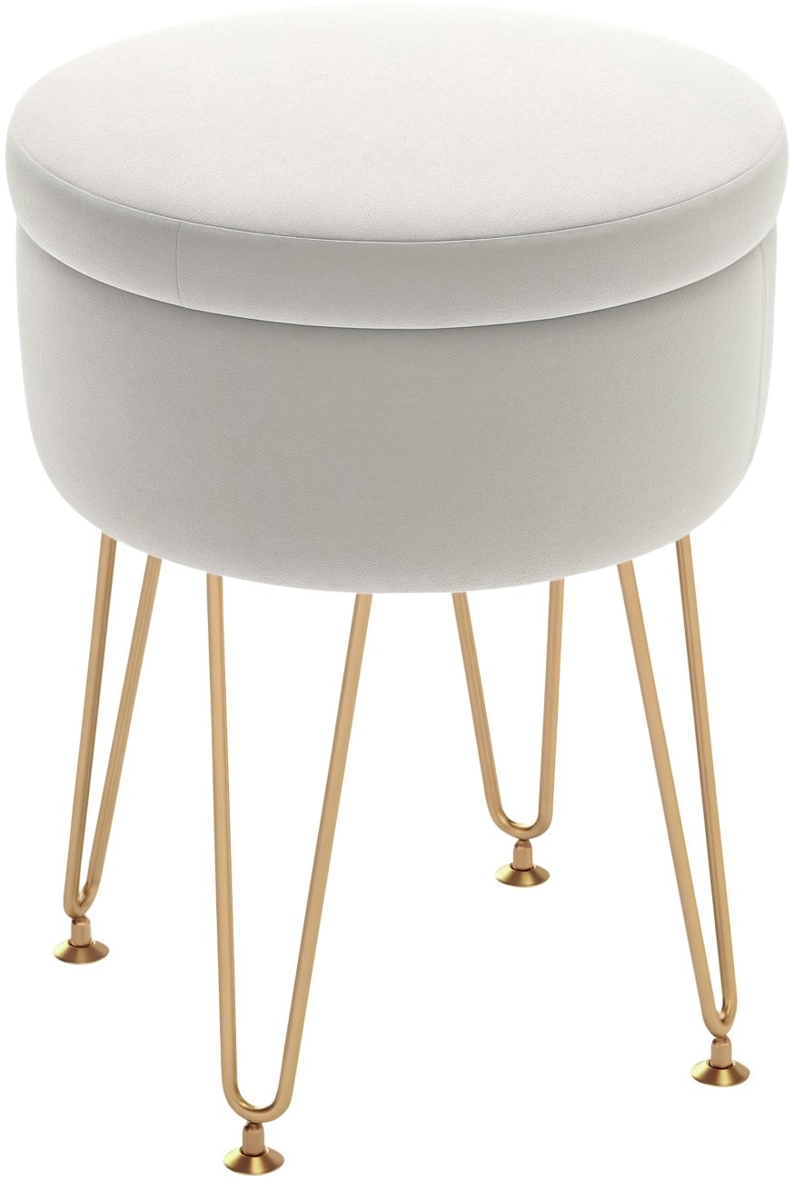 HOMCOM Storage Ottoman Fabric Without armrest Cream 120 kg 330 x 330 x 430 mm