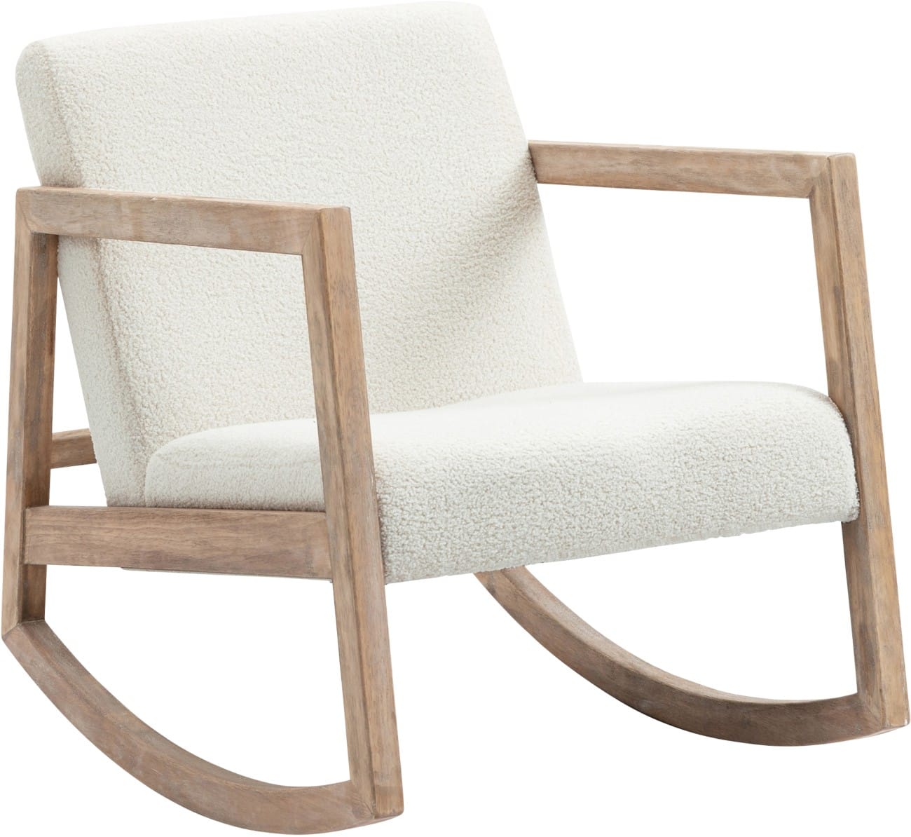 HOMCOM Rocking Chair, Upholstered Sofa Armchair with Cushion and Wood Base for Living Room and Bedroom, Cream White