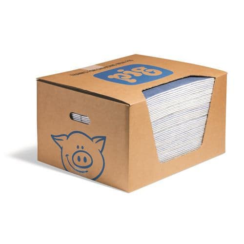 Pig Water Absorbent Pads Polypropylene and natural fibre blend Blue, White 38 (W) x 48 (D) cm