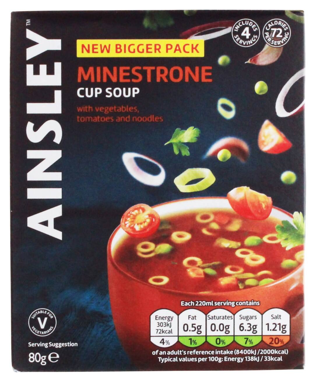 Ainsley Harriott Minestrone Instant Soup Pack of 4 of 92g