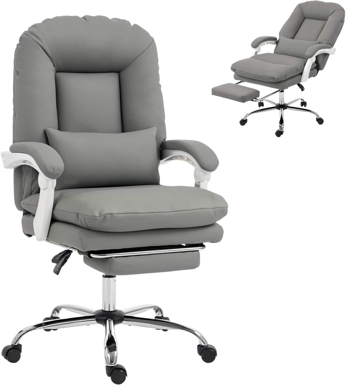 HOMCOM Office Chair Basic Tilt Height-Adjustable Seat Grey 120000 kg 640 x 700 x 1,160 mm