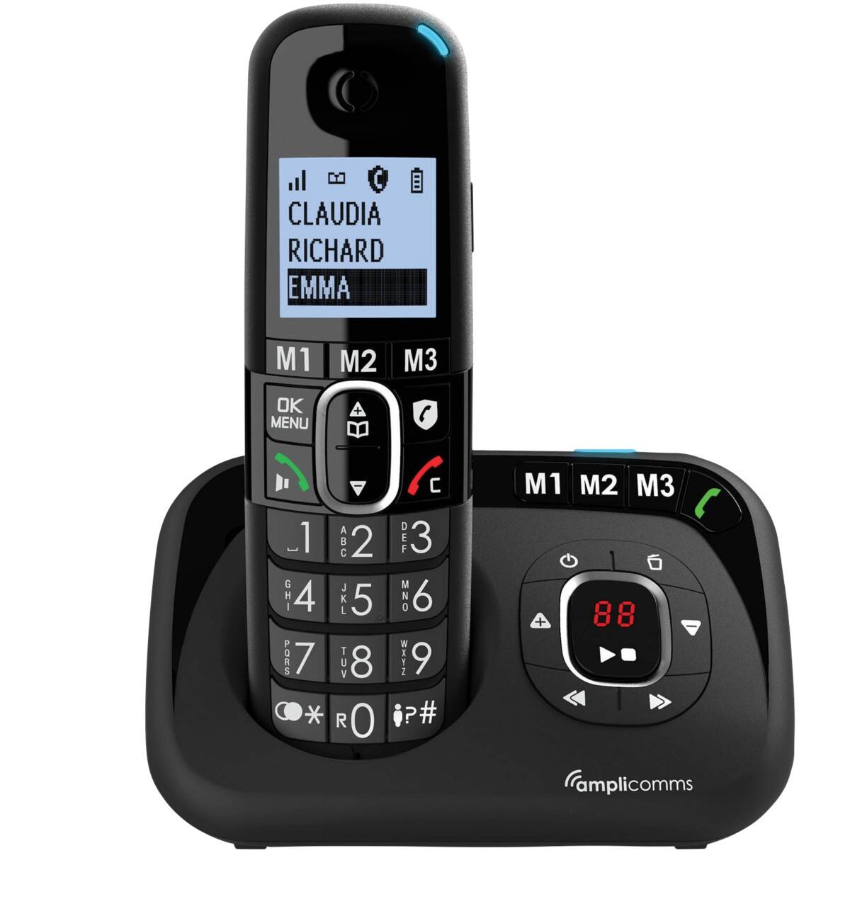 amplicomms Cordless Conference Phone With Answering Machine ATL1423464 Black