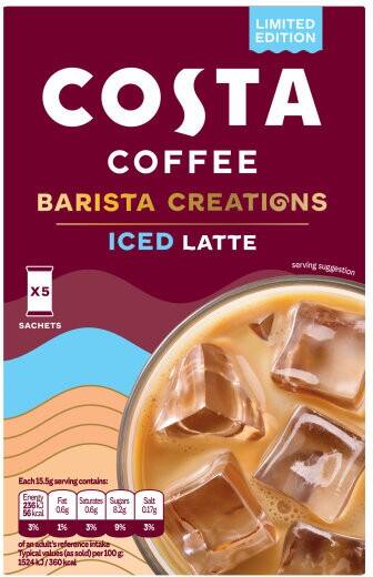 COSTA COFFEE Barista Style Iced Latte Instant Coffee Sachet Pack of 5 of 15.5 g