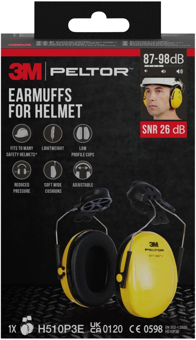 3M PELTOR Optime I Earmuff for Helmet Cordless Black Yellow