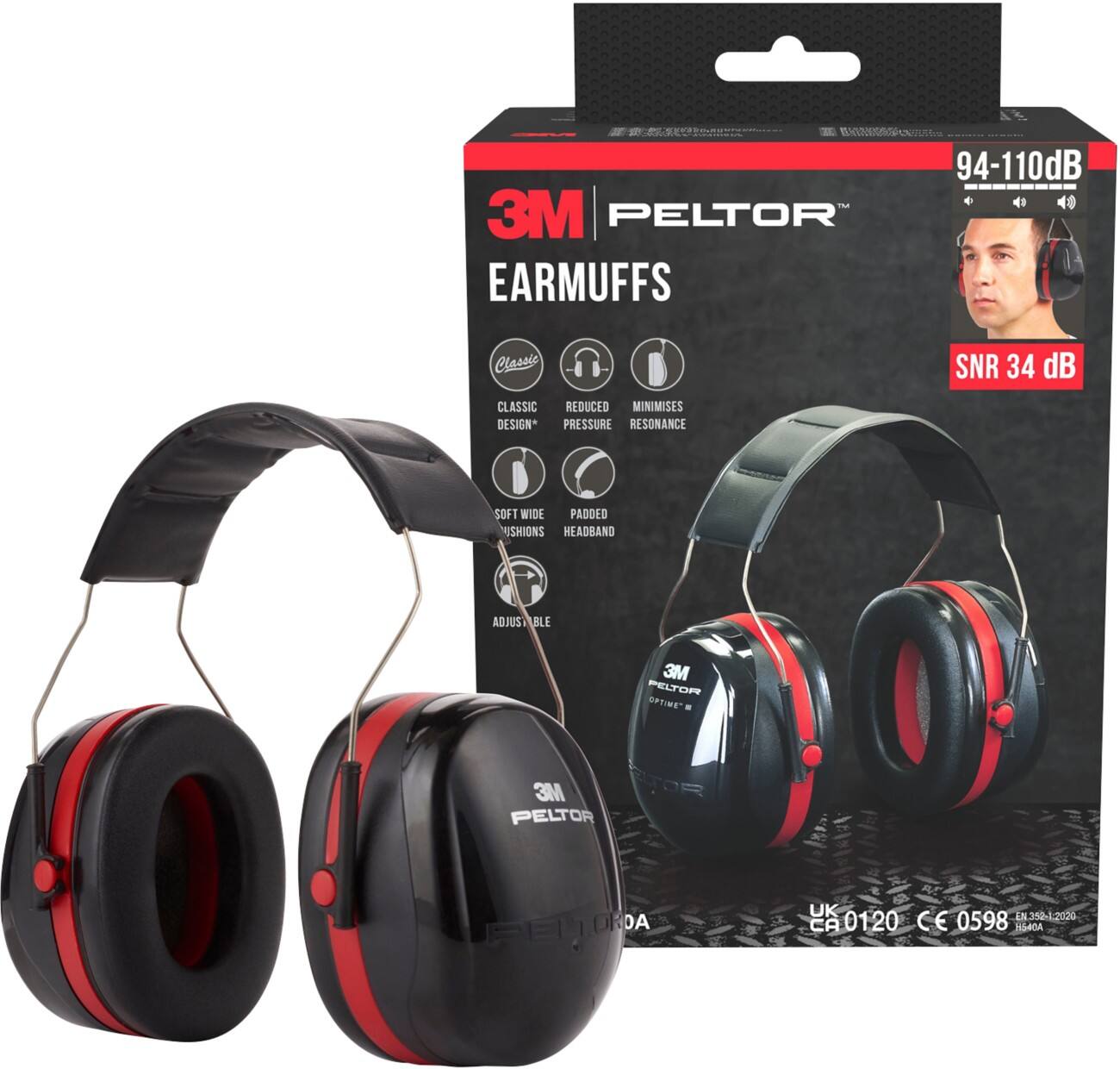 3M PELTOR Optime III Earmuff Cordless Black Red