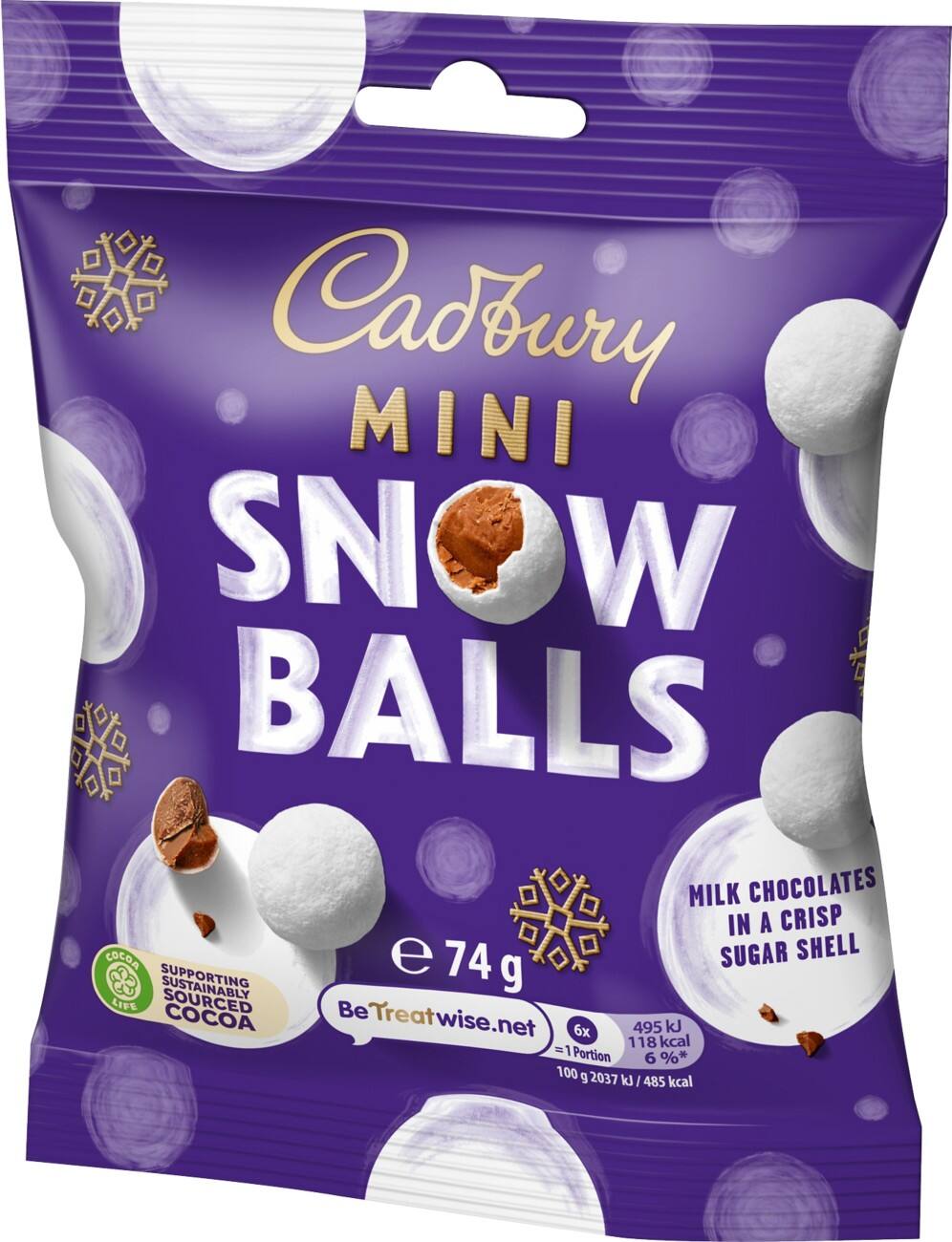 Cadbury Dairy Milk Mini Snow Balls Christmas Chocolate Bag 74g