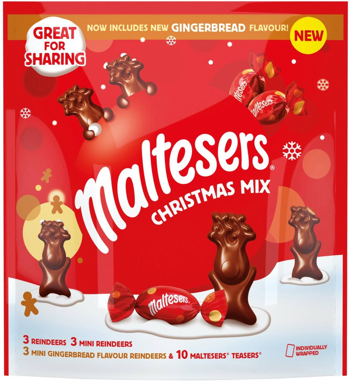 Maltesers Milk Chocolate & Gingerbread Christmas Mix Pouch 240g