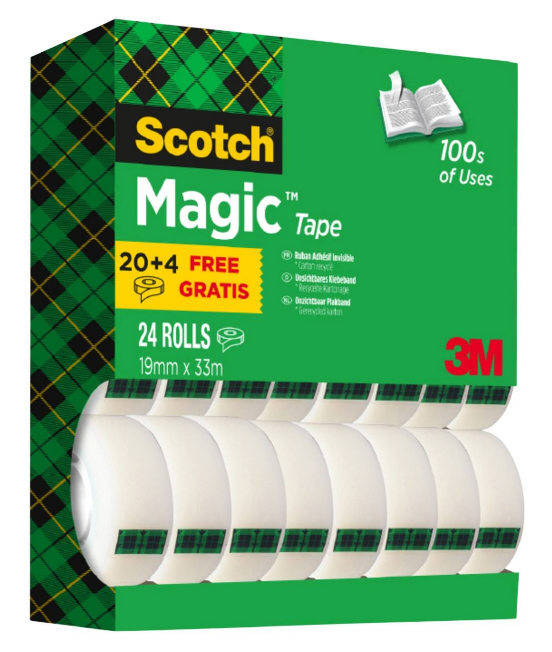 Scotch Office Tape Magic Transparent 66 mm (W) x 33 m (L) Pack of 24