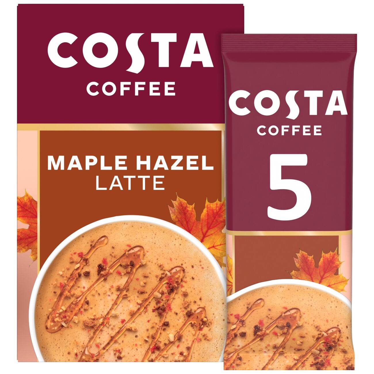 Costa Coffee Maple Hazel Latte Instant Coffee Sachets Pack of 5 of 17g