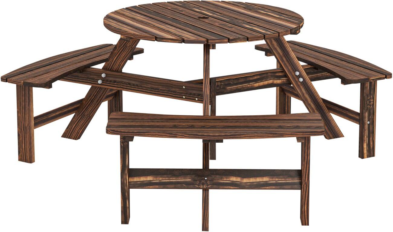 OutSunny Picnic Table Fir Wood Brown Outdoor
