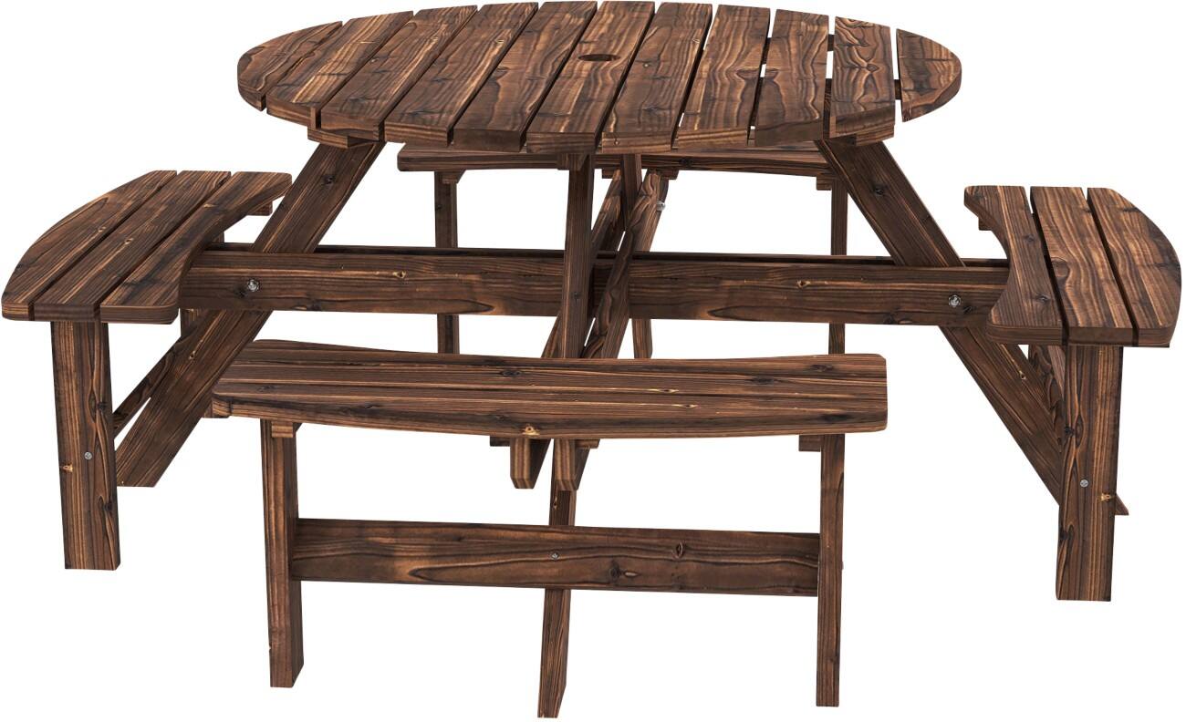 OutSunny Picnic Table Fir Wood Brown Outdoor