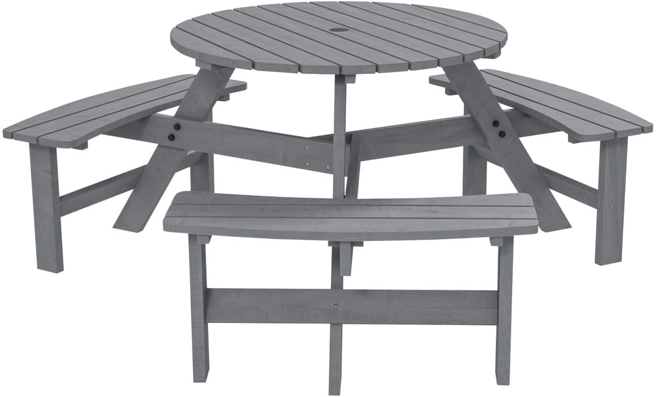 OutSunny Picnic Table Fir Wood Grey Outdoor