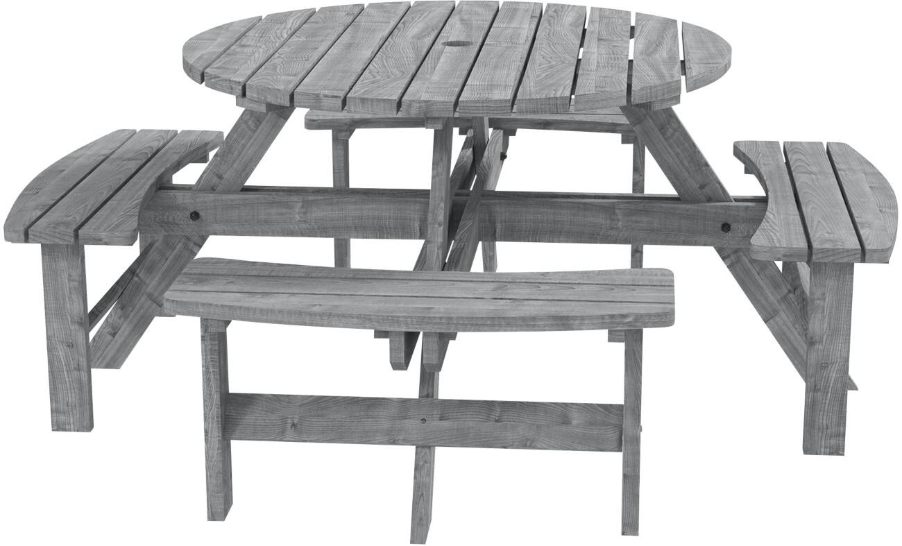 OutSunny Picnic Table Fir Wood Grey Outdoor