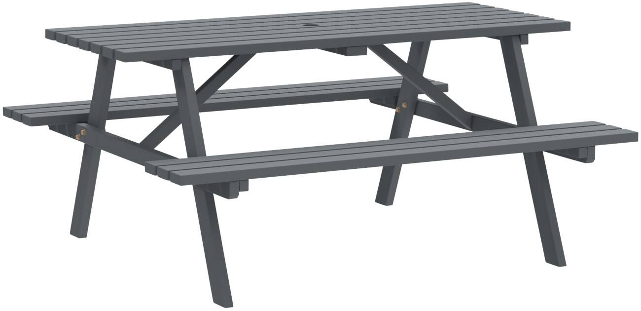 OutSunny Picnic Table Fir Wood Grey Outdoor