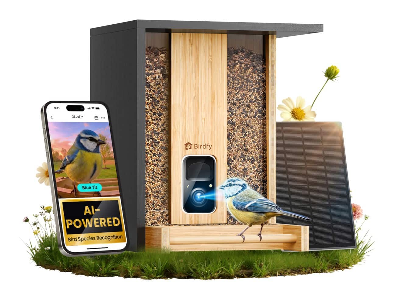 Birdfy Smart AI Bird Feeder & Bird Watch Camera Solar Powered Bamboo