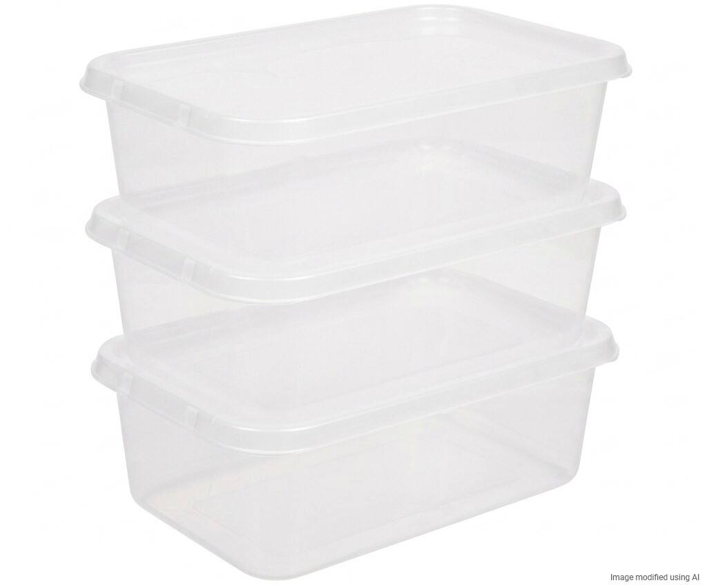 Viking Basic PP (Polypropylene) Storage Box 30 L With Lid Transparent 2.15 x 5.9 x 3.85 cm Pack of 3