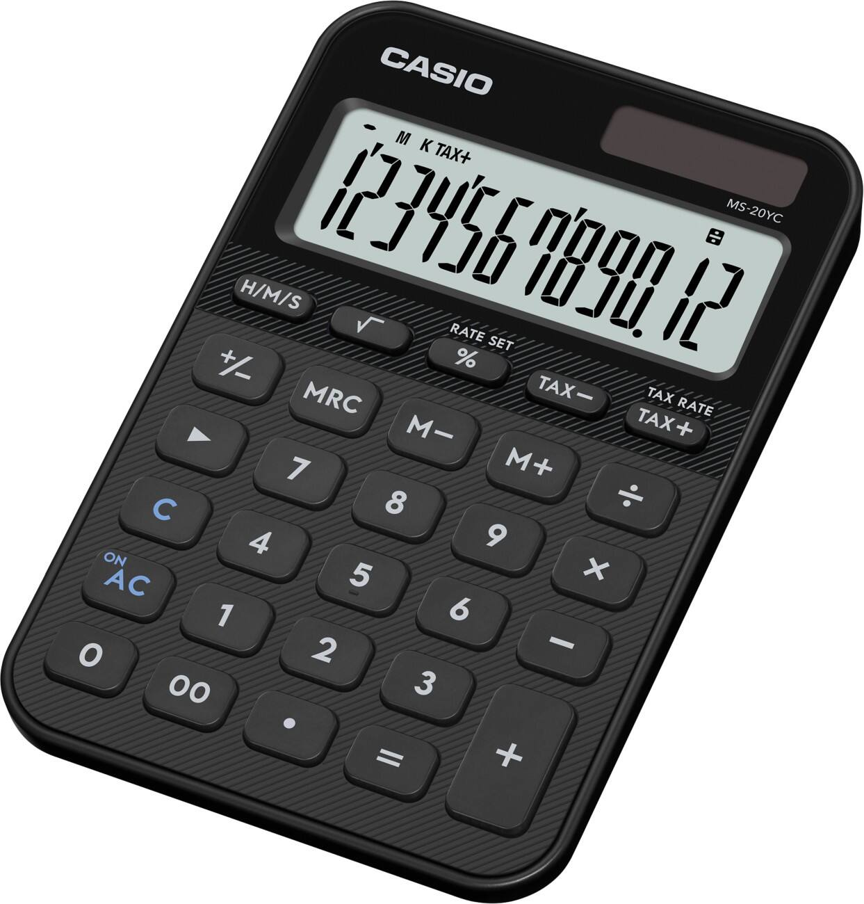 Casio Colorful Desktop Calculator 12 Digit Display Black MS-20YC-BK