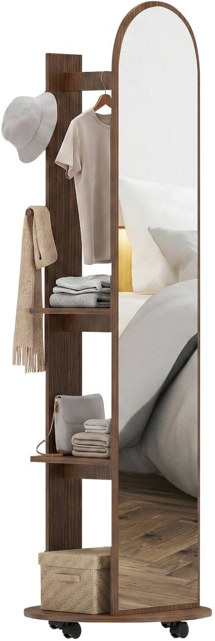 HOMCOM Mirror Storage Unit Mirror Storage Unit Particle Board, Tempered Glass 50 x 50 x 167 cm Brown