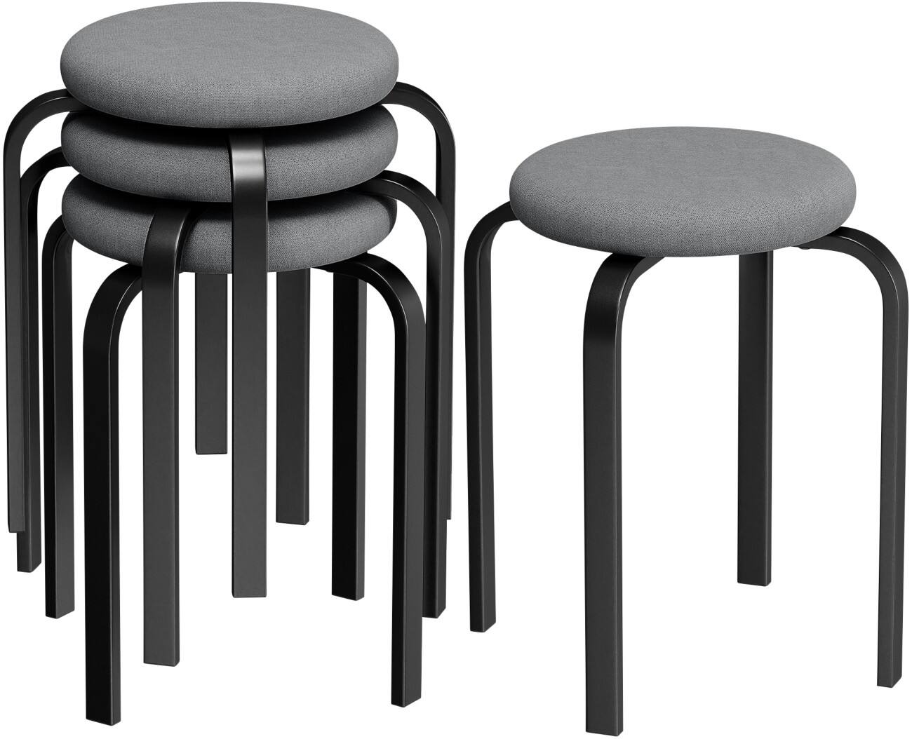 HOMCOM Stool Dark Grey 400 x 400 x 450 mm 4 Pieces