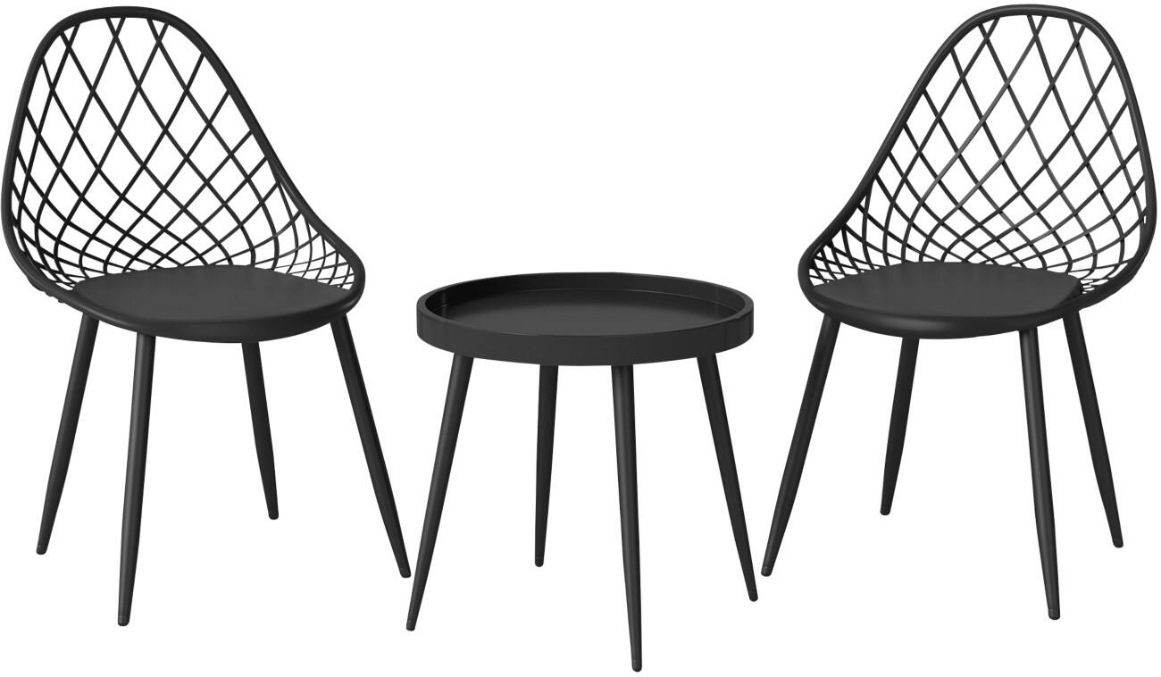 OutSunny Bistro Set Metal, PP (Polypropylene) Black Outdoor 3 Pieces