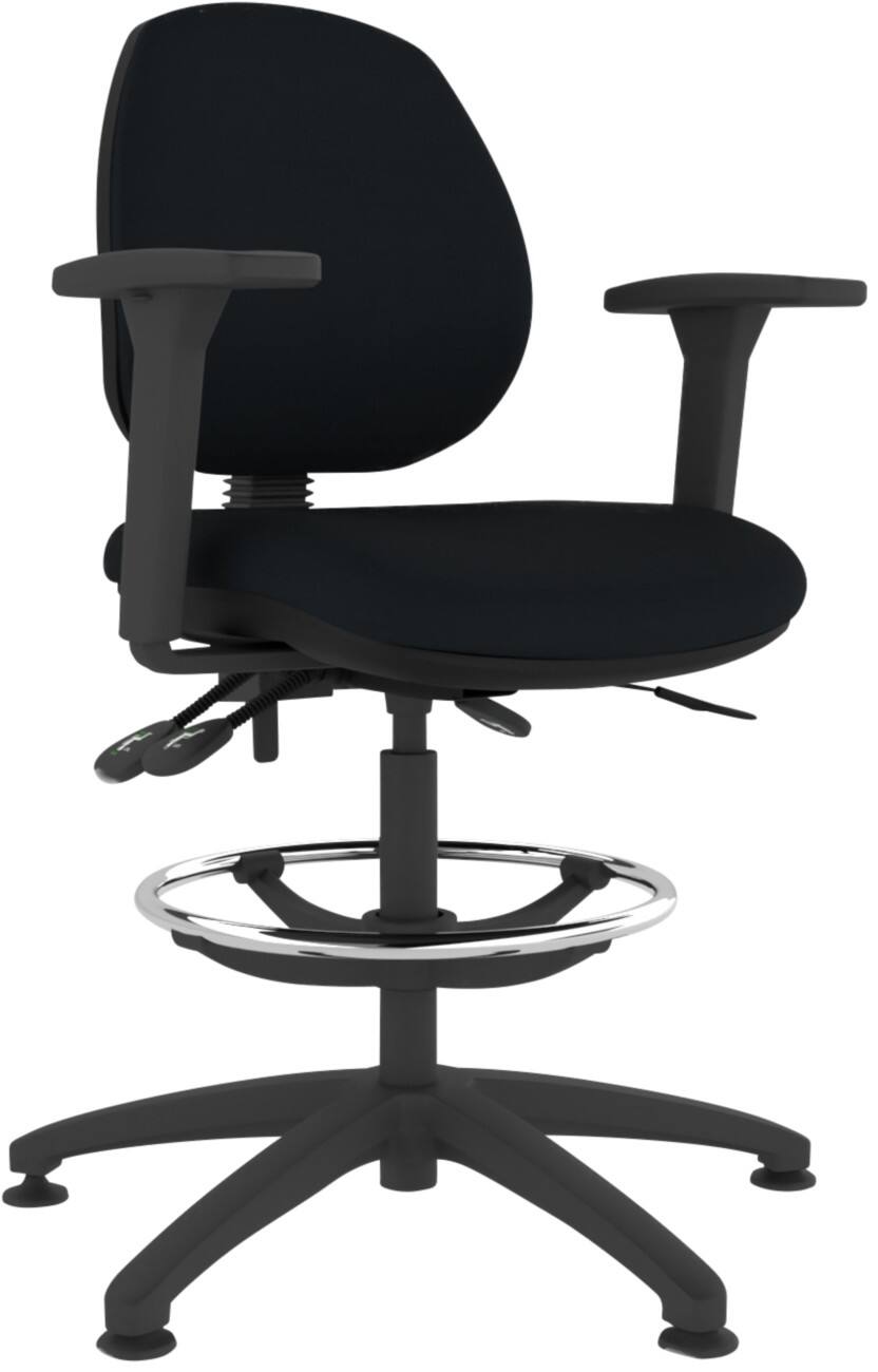 Energi-24 Ergonomic Chair Permanent Contact Vinyl Height-Adjustable Armrest Height-Adjustable Seat Black 150 kg CT100D/AA1D/BK 640 x 640 x 960 mm 5