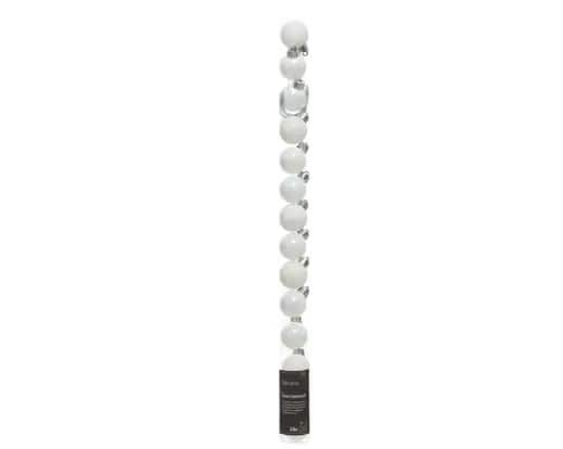 Decoris Christmas Bauble Mini White Shatterproof 3 cm diameter Pack of 14