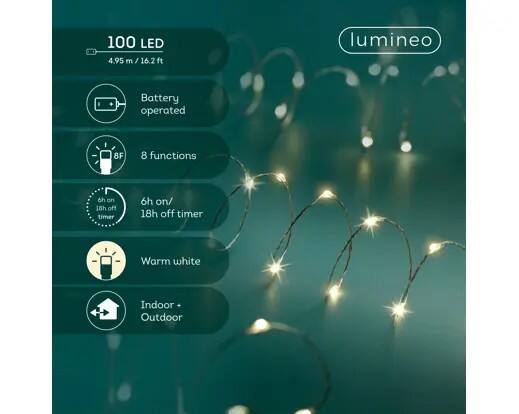 LUMINEO Fairy Light White 100 LED 4.95M