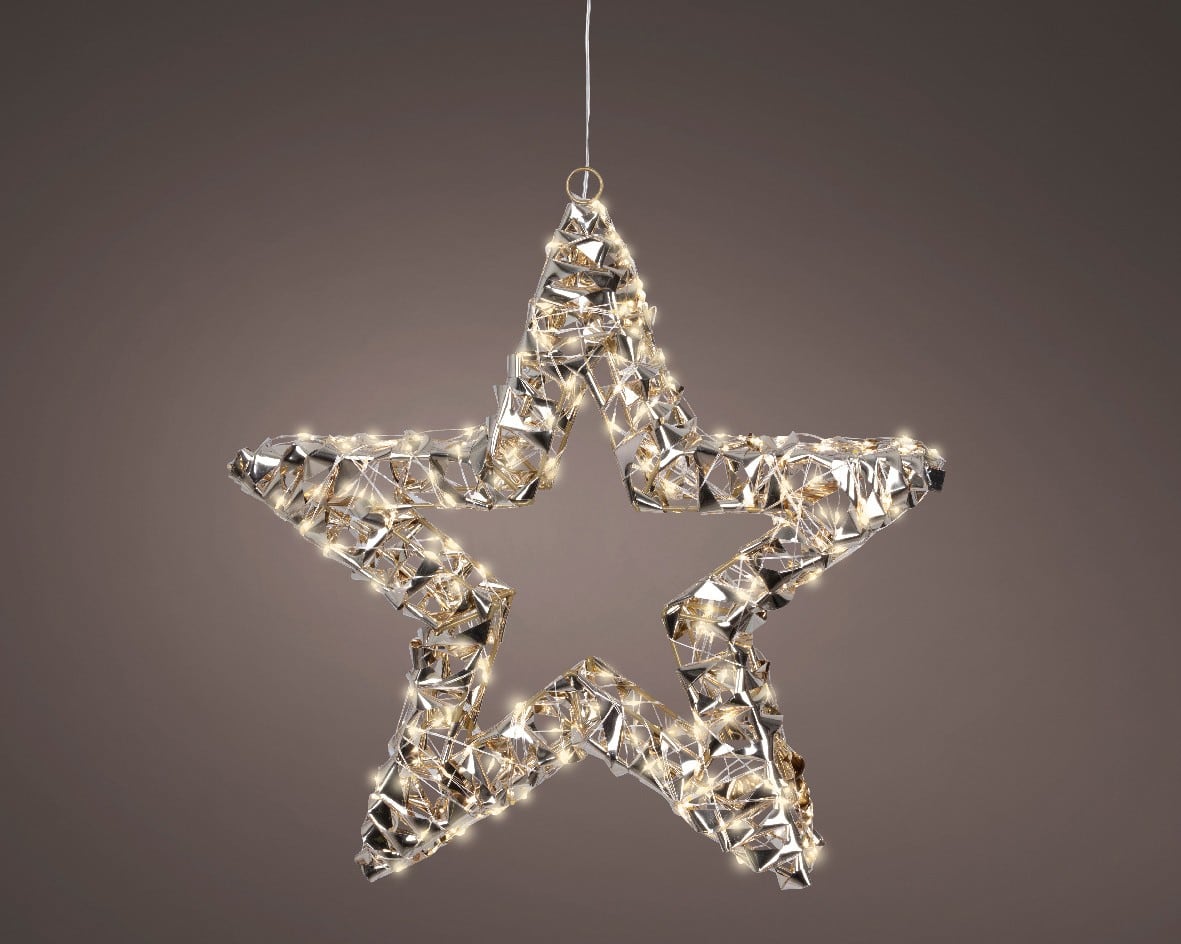 LUMINEO Light-Up Decoration Gold, White Star Micro LED